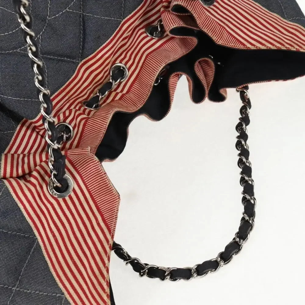 Chanel Denim Chain Tote Bag Blue Canvas